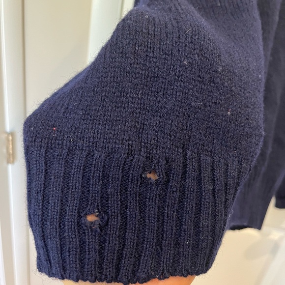 100% Shetland Wool THE MOORS Sweater by Lord Jeff Vintage 80’s Sz L Navy Blue - Picture 13 of 14